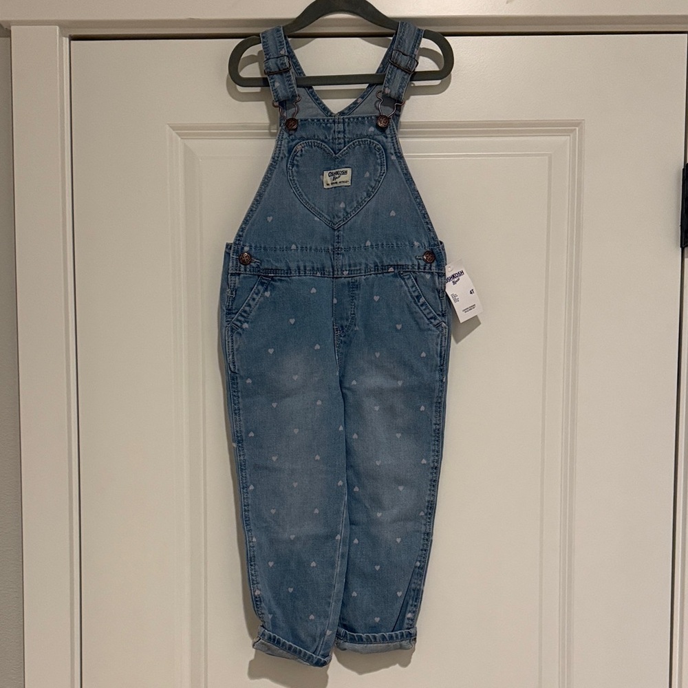 OshKosh B'gosh Blue Denim Overalls with Heart Accent